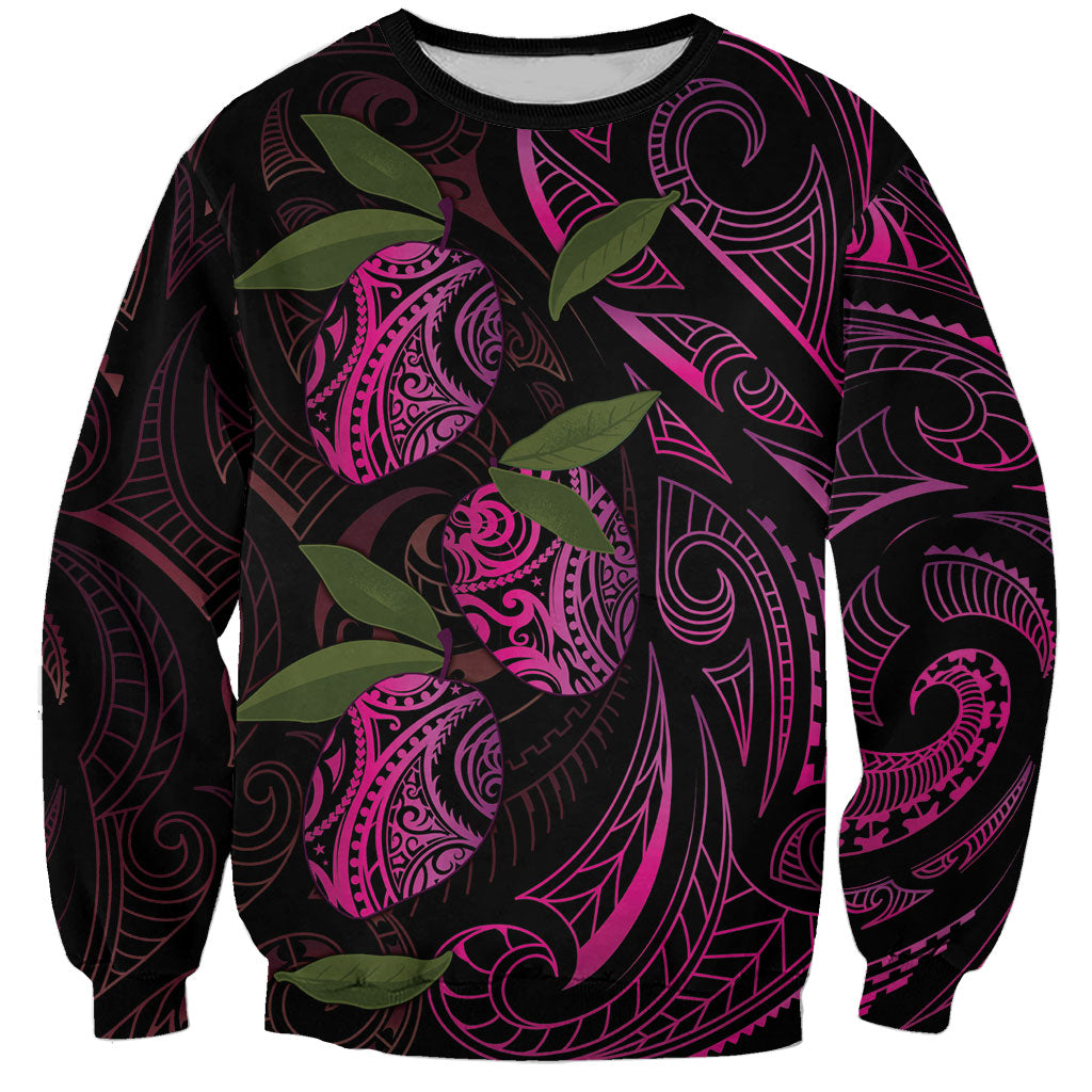 Hawaiian Mango Tribal Tattoo Sweatshirt Pink Pacific Traditional Pattern