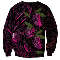 Hawaiian Mango Tribal Tattoo Sweatshirt Pink Pacific Traditional Pattern