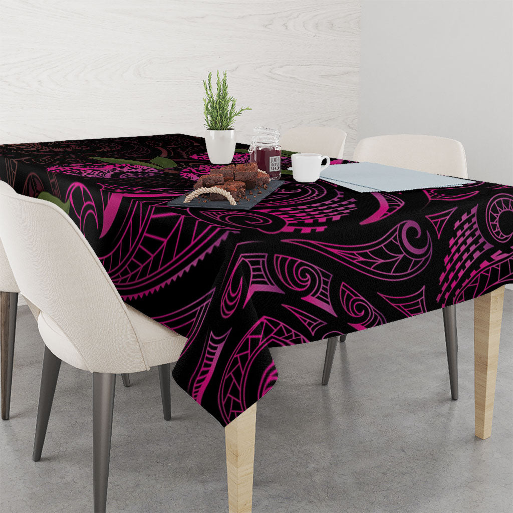 Hawaiian Mango Tribal Tattoo Tablecloth Pink Pacific Traditional Pattern