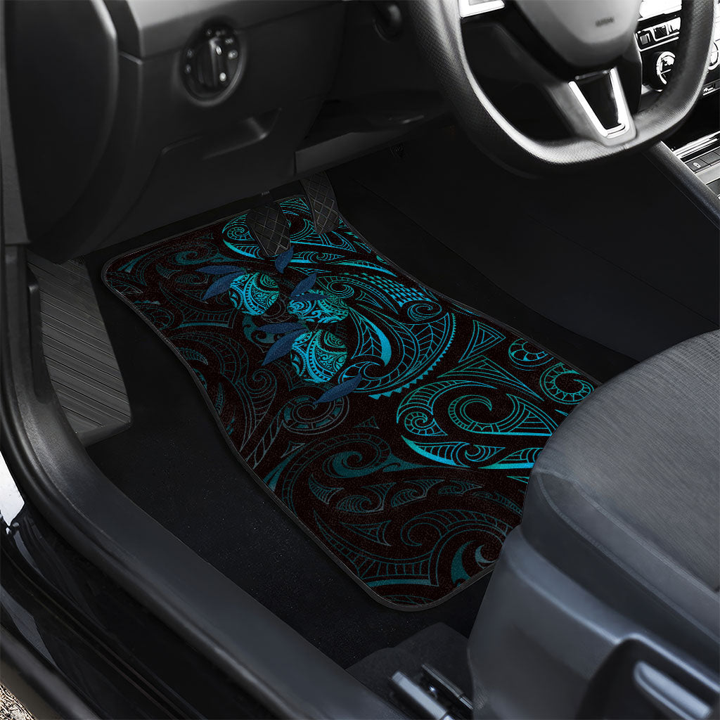 Hawaiian Mango Tribal Tattoo Car Mats Teal Pacific Traditional Pattern
