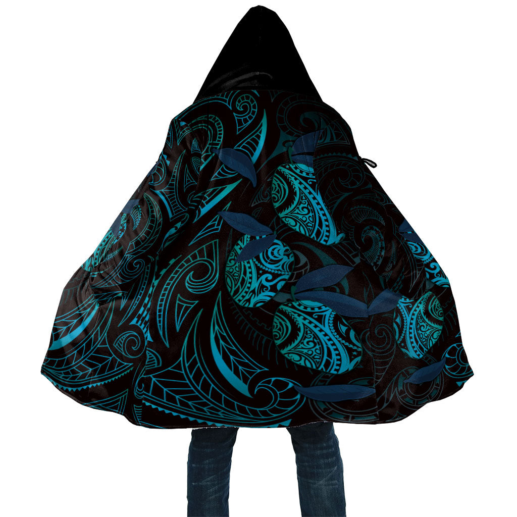 Hawaiian Mango Tribal Tattoo Cloak Teal Pacific Traditional Pattern