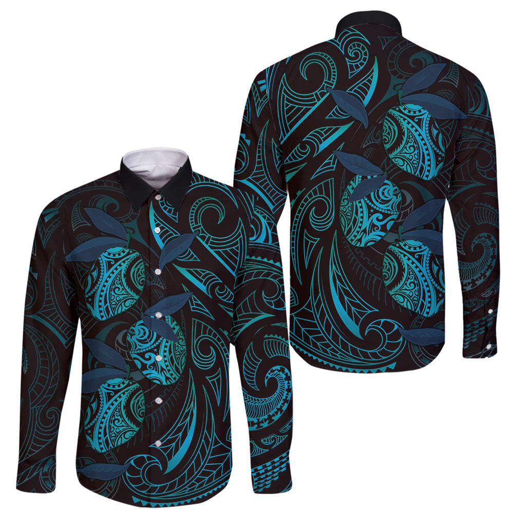 Hawaiian Mango Tribal Tattoo Family Matching Tank Maxi Dress and Hawaiian Shirt Teal Pacific Traditional Pattern