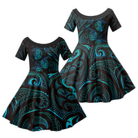 Hawaiian Mango Tribal Tattoo Family Matching Tank Maxi Dress and Hawaiian Shirt Teal Pacific Traditional Pattern