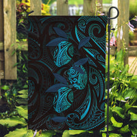 Hawaiian Mango Tribal Tattoo Garden Flag Teal Pacific Traditional Pattern