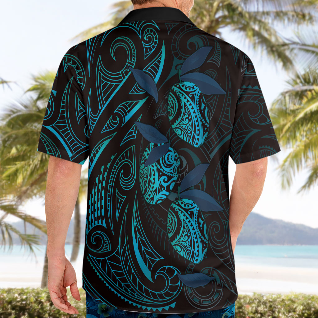 Hawaiian Mango Tribal Tattoo Hawaiian Shirt Teal Pacific Traditional Pattern