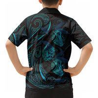 Hawaiian Mango Tribal Tattoo Hawaiian Shirt Teal Pacific Traditional Pattern