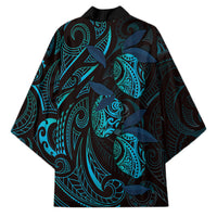 Hawaiian Mango Tribal Tattoo Kimono Teal Pacific Traditional Pattern