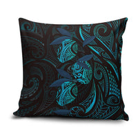 Hawaiian Mango Tribal Tattoo Pillow Cover Teal Pacific Traditional Pattern