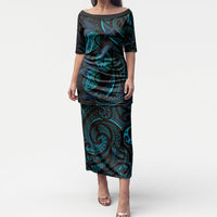 Hawaiian Mango Tribal Tattoo Puletasi Teal Pacific Traditional Pattern
