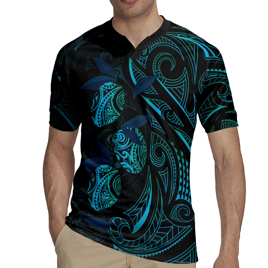 Hawaiian Mango Tribal Tattoo Rugby Jersey Teal Pacific Traditional Pattern