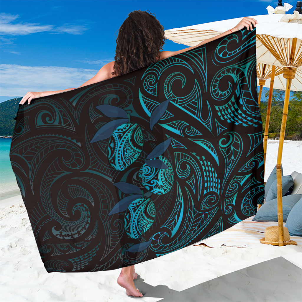 Hawaiian Mango Tribal Tattoo Sarong Teal Pacific Traditional Pattern