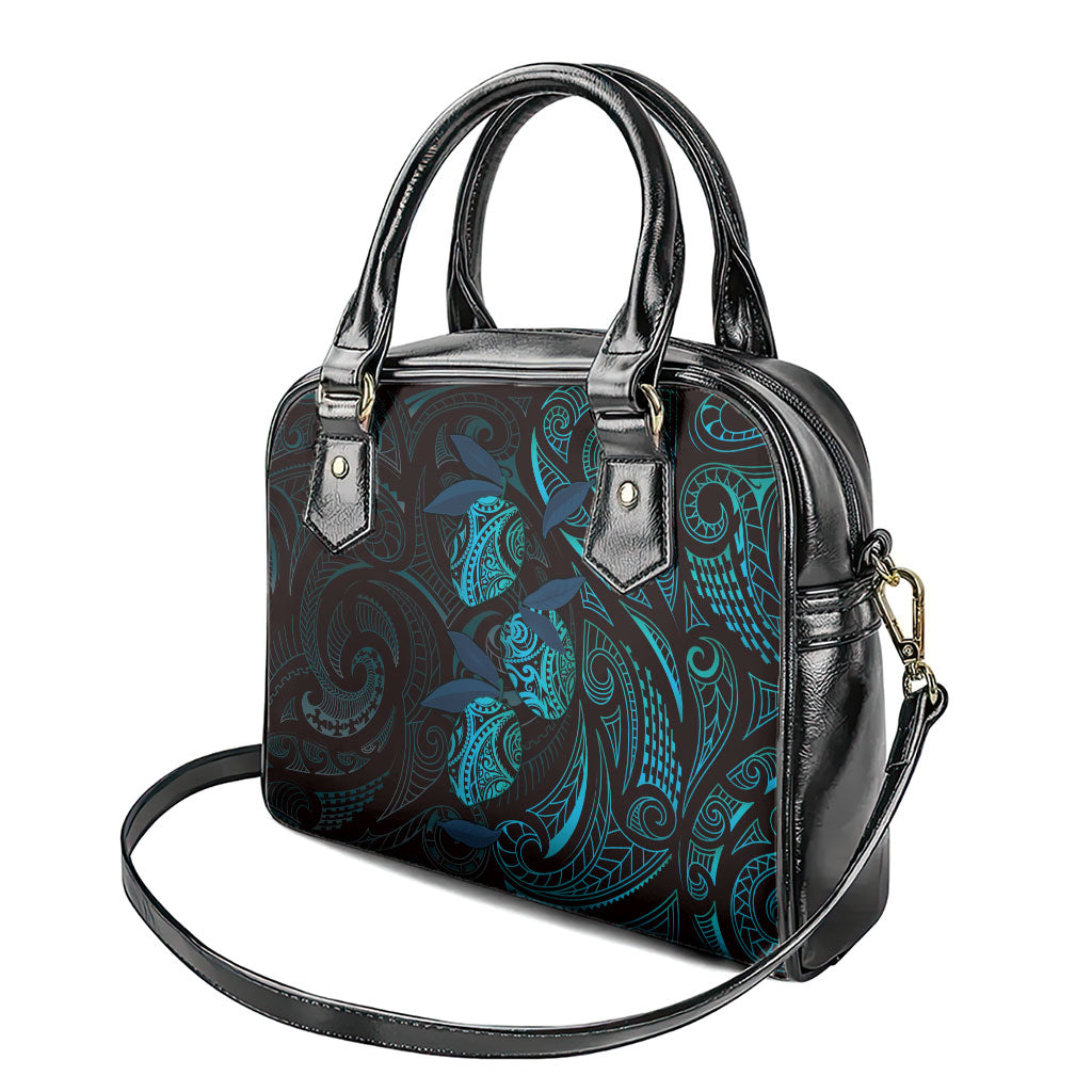 Hawaiian Mango Tribal Tattoo Shoulder Handbag Teal Pacific Traditional Pattern