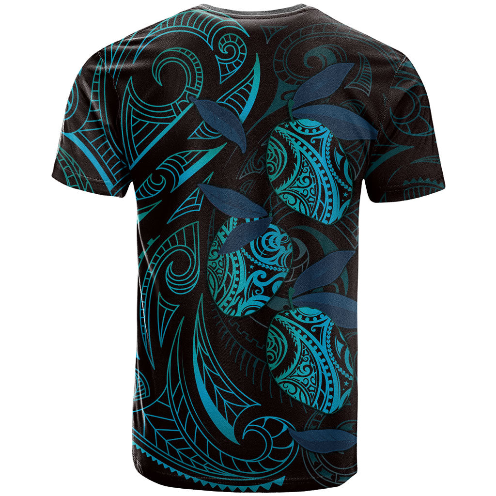 Hawaiian Mango Tribal Tattoo T Shirt Teal Pacific Traditional Pattern