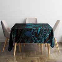 Hawaiian Mango Tribal Tattoo Tablecloth Teal Pacific Traditional Pattern