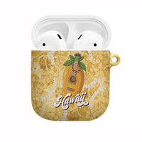 Hawaiian Mango Ukulele AirPods Case Retro Yellow Hibiscus Pikake Lei