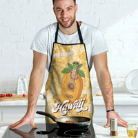 Hawaiian Mango Ukulele Apron Retro Yellow Hibiscus Pikake Lei