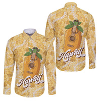 Hawaiian Mango Ukulele Family Matching Mermaid Dress and Hawaiian Shirt Retro Yellow Hibiscus Pikake Lei