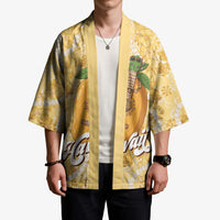 Hawaiian Mango Ukulele Kimono Retro Yellow Hibiscus Pikake Lei