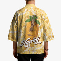 Hawaiian Mango Ukulele Kimono Retro Yellow Hibiscus Pikake Lei