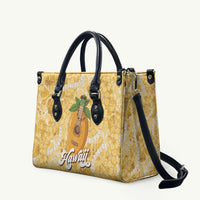 Hawaiian Mango Ukulele Leather Bag Retro Yellow Hibiscus Pikake Lei
