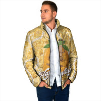 Hawaiian Mango Ukulele Padded Jacket Retro Yellow Hibiscus Pikake Lei