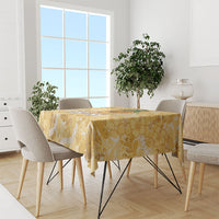 Hawaiian Mango Ukulele Tablecloth Retro Yellow Hibiscus Pikake Lei