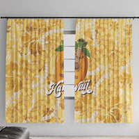 Hawaiian Mango Ukulele Window Curtain Retro Yellow Hibiscus Pikake Lei