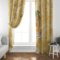 Hawaiian Mango Ukulele Window Curtain Retro Yellow Hibiscus Pikake Lei