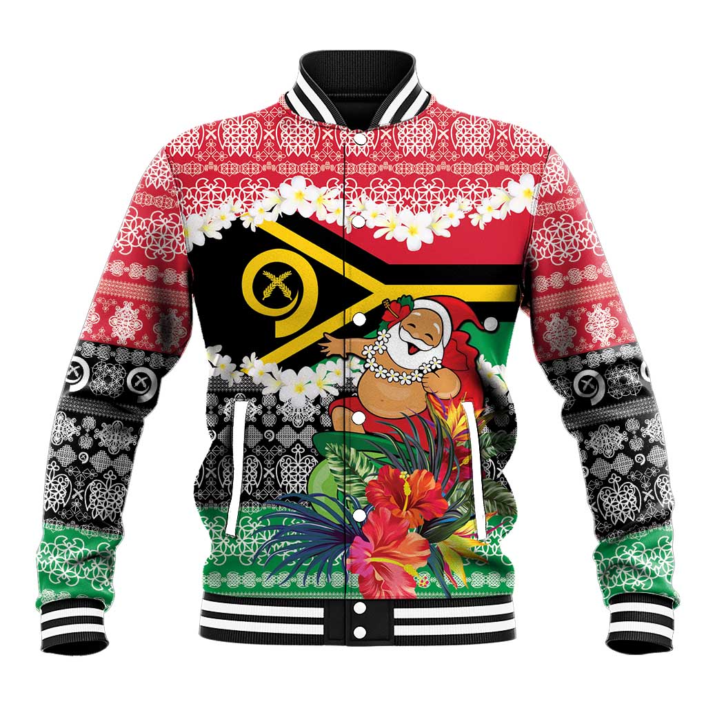Personalised Vanuatu Joyeux Noel Baseball Jacket Proud To Be a Ni-Van Sand Drawing Art LT9 Unisex Red - Polynesian Pride