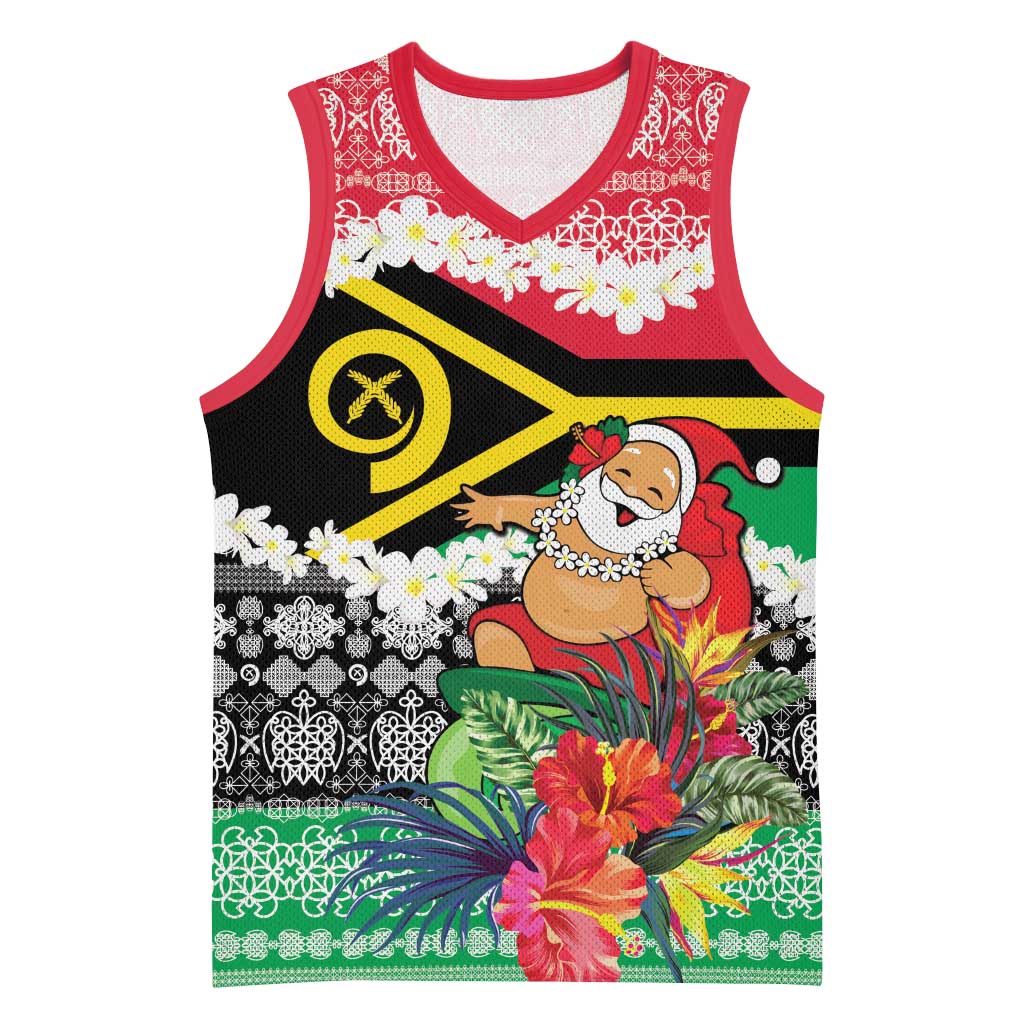 Personalised Vanuatu Joyeux Noel Basketball Jersey Proud To Be a Ni-Van Sand Drawing Art LT9 Unisex Red - Polynesian Pride