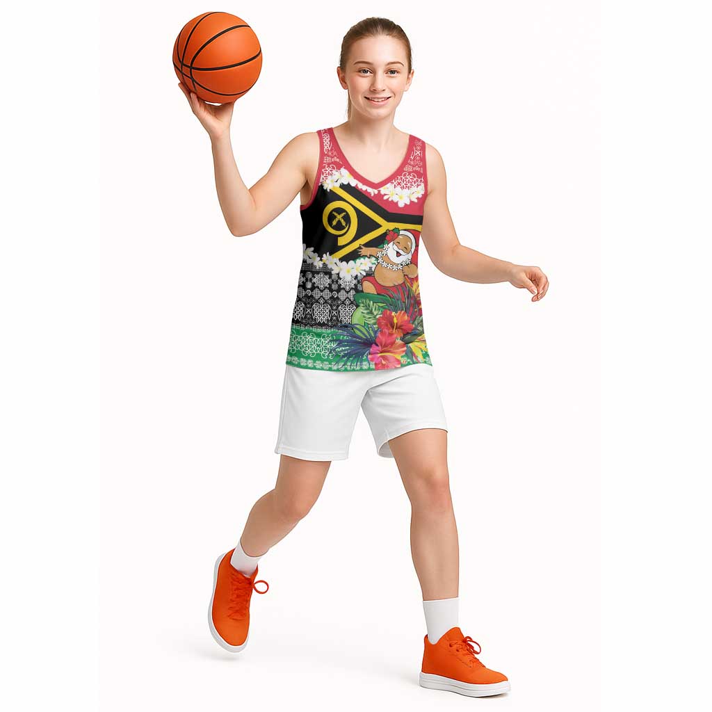 Personalised Vanuatu Joyeux Noel Basketball Jersey Proud To Be a Ni-Van Sand Drawing Art LT9 - Polynesian Pride