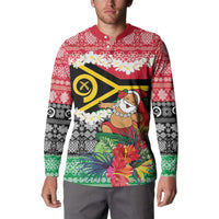 Personalised Vanuatu Joyeux Noel Button Sweatshirt Proud To Be a Ni-Van Sand Drawing Art LT9 - Polynesian Pride