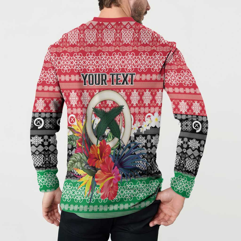 Personalised Vanuatu Joyeux Noel Button Sweatshirt Proud To Be a Ni-Van Sand Drawing Art LT9 - Polynesian Pride