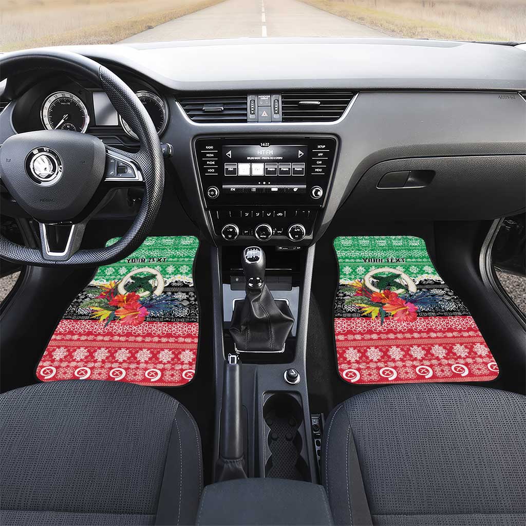 Personalised Vanuatu Joyeux Noel Car Mats Proud To Be a Ni-Van Sand Drawing Art LT9 Set 2pcs - Front Red - Polynesian Pride
