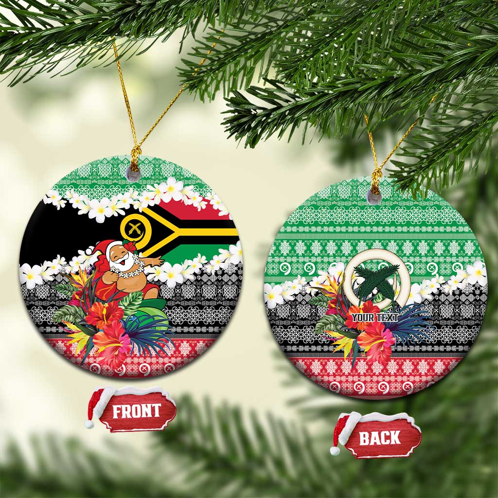 Personalised Vanuatu Joyeux Noel Ceramic Ornament Proud To Be a Ni-Van Sand Drawing Art LT9 Circle Red - Polynesian Pride