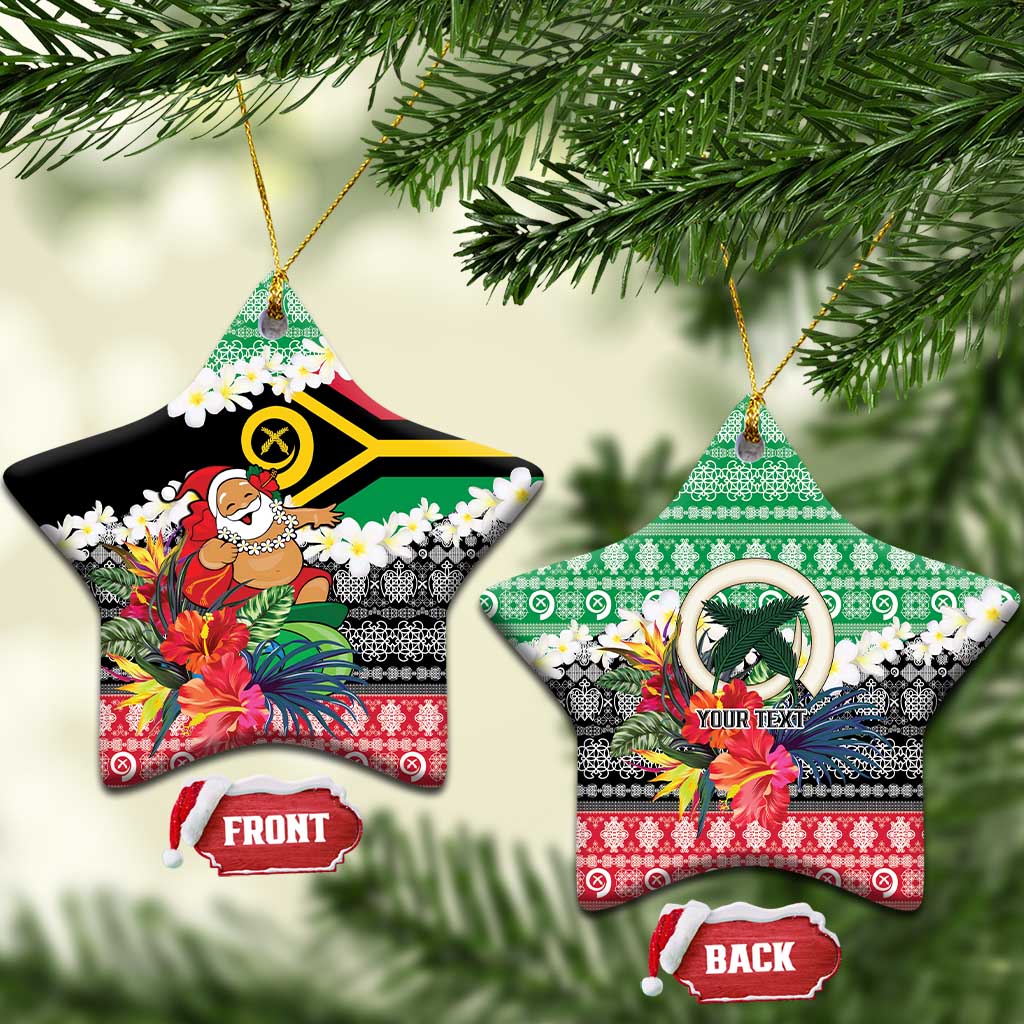 Personalised Vanuatu Joyeux Noel Ceramic Ornament Proud To Be a Ni-Van Sand Drawing Art - Polynesian Pride