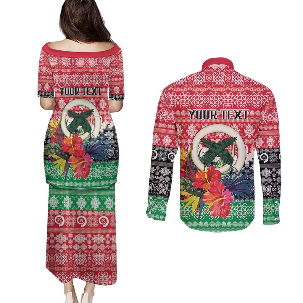 Personalised Vanuatu Joyeux Noel Couples Matching Puletasi and Long Sleeve Button Shirt Proud To Be a Ni-Van Sand Drawing Art LT9 - Polynesian Pride