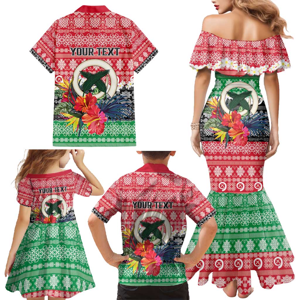 Personalised Vanuatu Joyeux Noel Family Matching Mermaid Dress and Hawaiian Shirt Proud To Be a Ni-Van Sand Drawing Art - Polynesian Pride