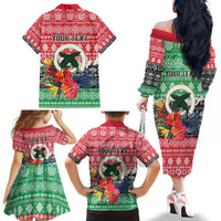 Personalised Vanuatu Joyeux Noel Family Matching Off The Shoulder Long Sleeve Dress and Hawaiian Shirt Proud To Be a Ni-Van Sand Drawing Art - Polynesian Pride