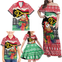 Personalised Vanuatu Joyeux Noel Family Matching Off Shoulder Maxi Dress and Hawaiian Shirt Proud To Be a Ni-Van Sand Drawing Art - Polynesian Pride