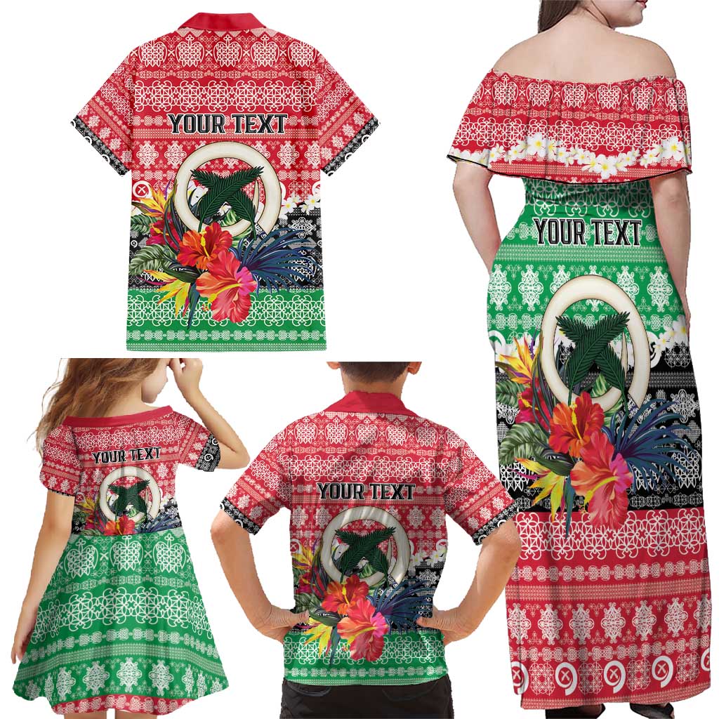 Personalised Vanuatu Joyeux Noel Family Matching Off Shoulder Maxi Dress and Hawaiian Shirt Proud To Be a Ni-Van Sand Drawing Art - Polynesian Pride