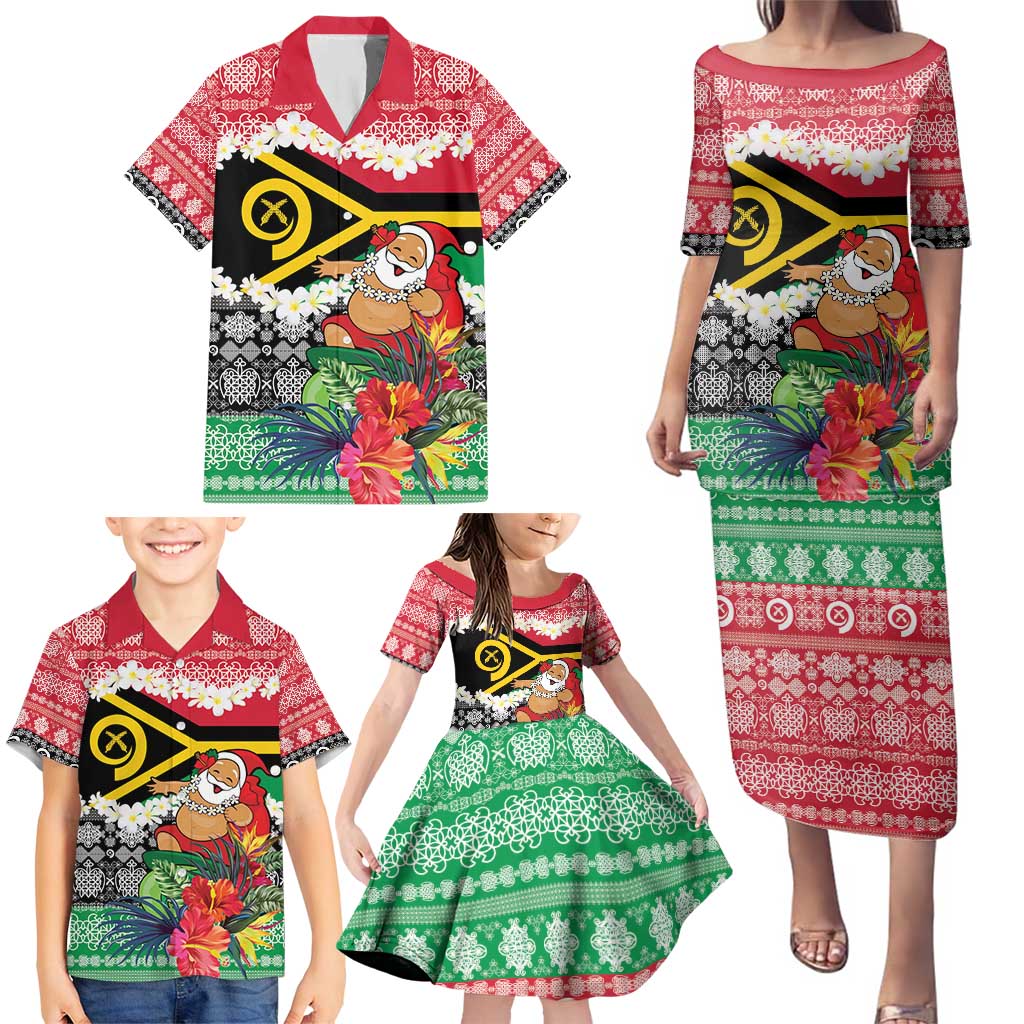 Personalised Vanuatu Joyeux Noel Family Matching Puletasi and Hawaiian Shirt Proud To Be a Ni-Van Sand Drawing Art LT9 - Polynesian Pride