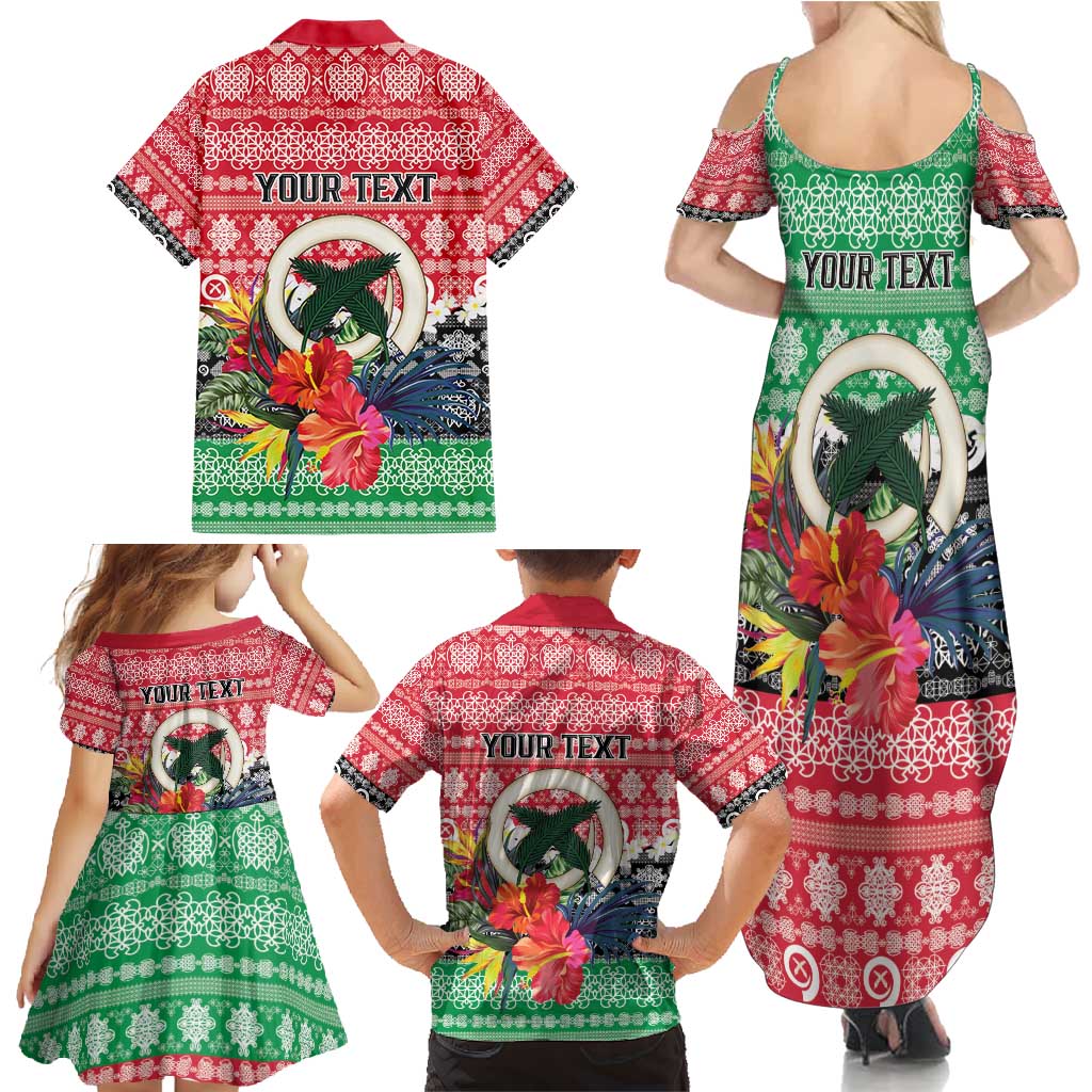Personalised Vanuatu Joyeux Noel Family Matching Summer Maxi Dress and Hawaiian Shirt Proud To Be a Ni-Van Sand Drawing Art - Polynesian Pride