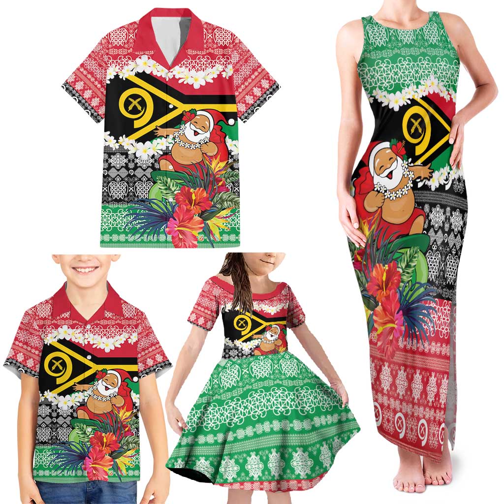 Personalised Vanuatu Joyeux Noel Family Matching Tank Maxi Dress and Hawaiian Shirt Proud To Be a Ni-Van Sand Drawing Art - Polynesian Pride
