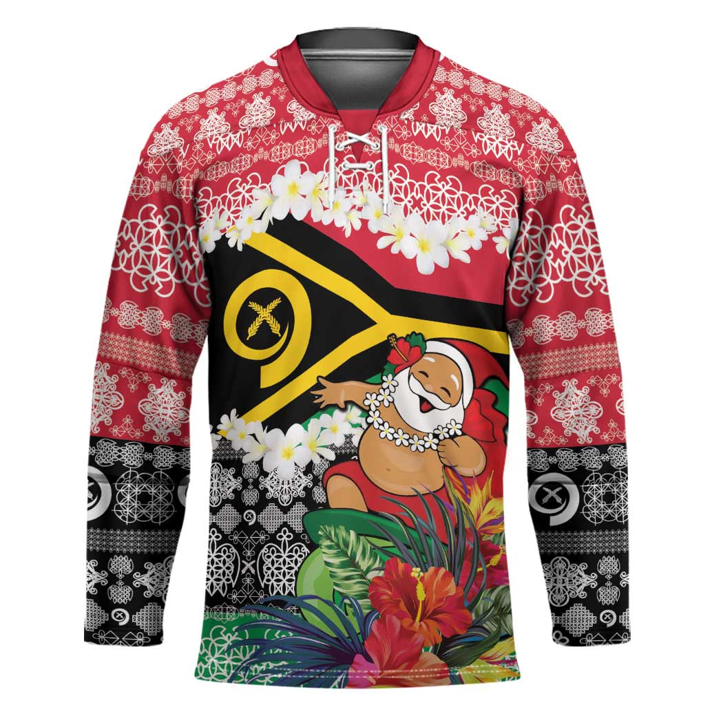 Personalised Vanuatu Joyeux Noel Hockey Jersey Proud To Be a Ni-Van Sand Drawing Art LT9 Unisex Red - Polynesian Pride