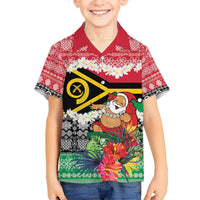 Personalised Vanuatu Joyeux Noel Kid Hawaiian Shirt Proud To Be a Ni-Van Sand Drawing Art - Polynesian Pride