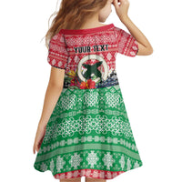 Personalised Vanuatu Joyeux Noel Kid Short Sleeve Dress Proud To Be a Ni-Van Sand Drawing Art - Polynesian Pride