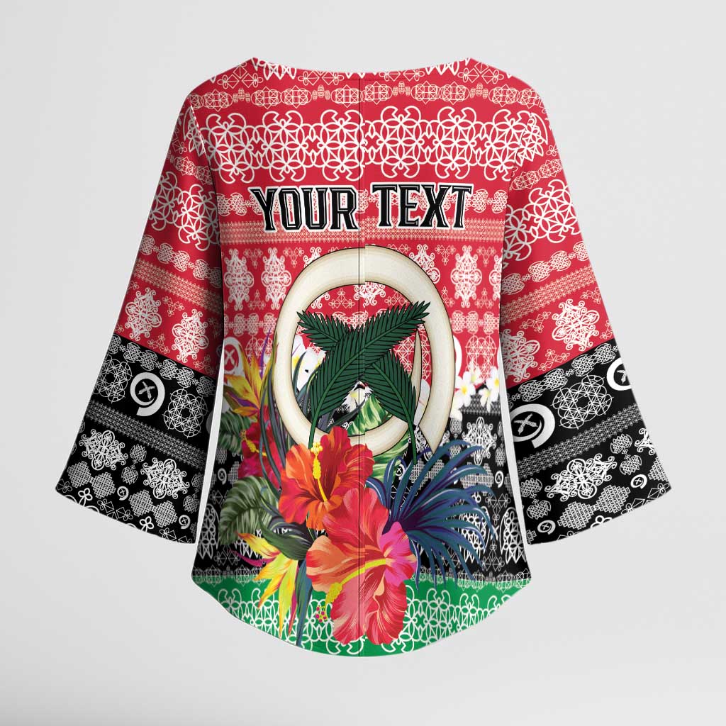 Personalised Vanuatu Joyeux Noel Kimono Sleeve Blouse Proud To Be a Ni-Van Sand Drawing Art LT9 - Polynesian Pride