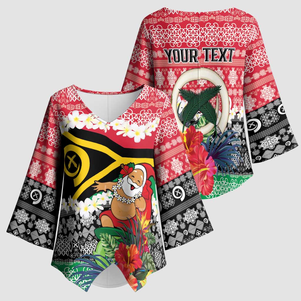 Personalised Vanuatu Joyeux Noel Kimono Sleeve Blouse Proud To Be a Ni-Van Sand Drawing Art LT9 - Polynesian Pride