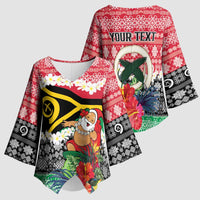 Personalised Vanuatu Joyeux Noel Kimono Sleeve Blouse Proud To Be a Ni-Van Sand Drawing Art LT9 - Polynesian Pride